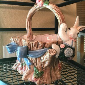 1991 FITZ AND FLOYD EASTER BUNNY BASKET